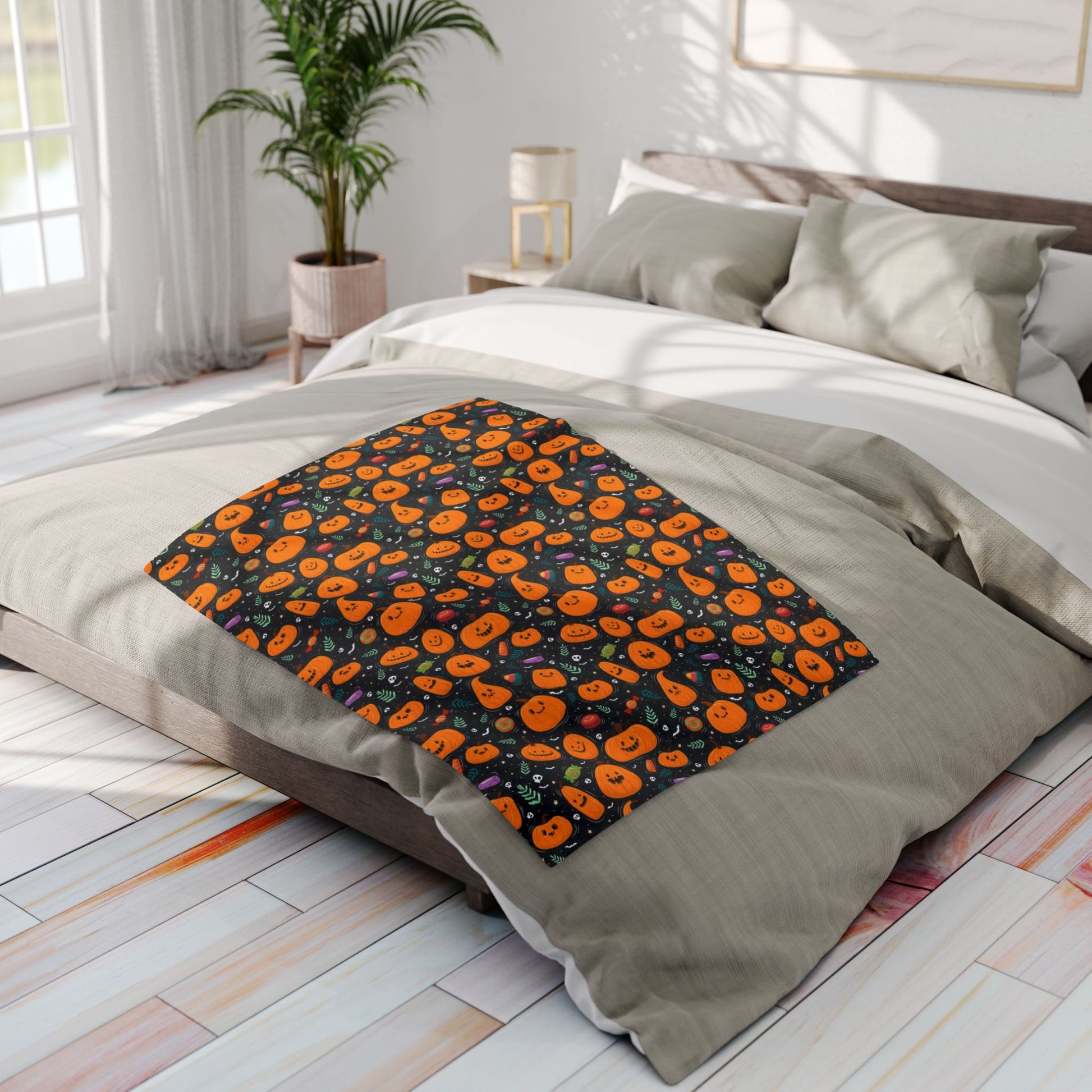 Pumpkin Patterned Halloween Fleece Blanket for Gift