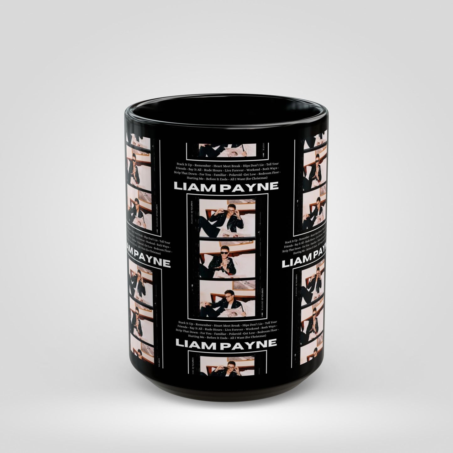 Liam Payne Black Mug - 11oz & 15oz Coffee Cup with Photo Collage Design
