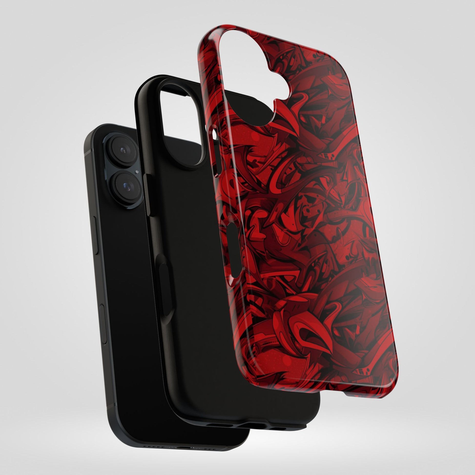 Abstract Pattern Red Black Tough Phone Cases: Bold Red Artistic Phone Case for Trendsetters - Roe Creation