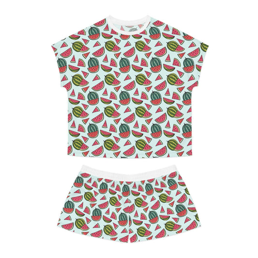 Watermelon Print Short Pajama Set, Summer Sleepwear, Women's Lounge Set, Cute.