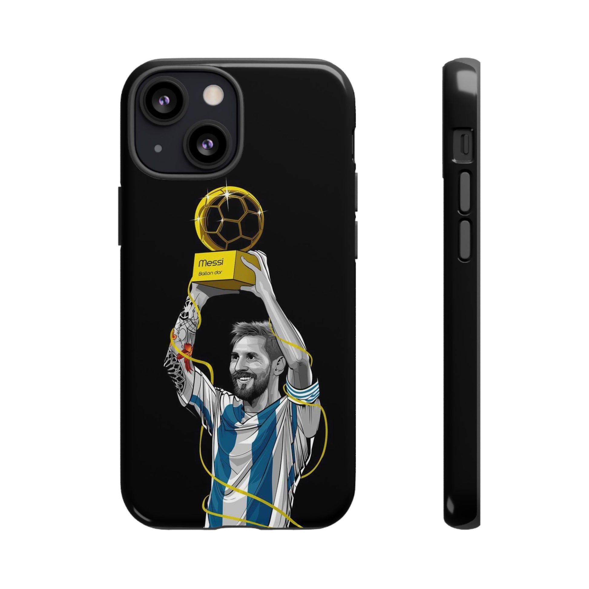 Messi Ballon Dor Black Phone Case - Tough Cases for Soccer Fans - Roe Creation