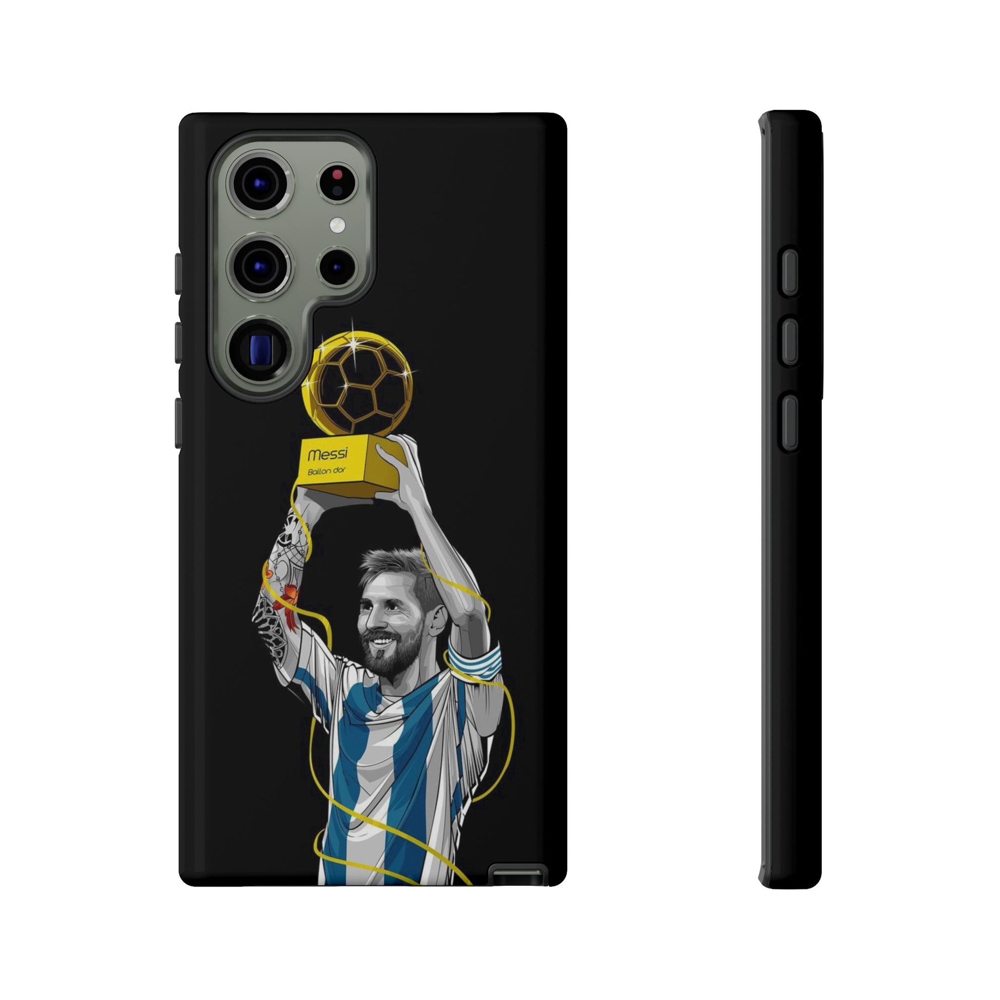 Messi Ballon Dor Black Phone Case - Tough Cases for Soccer Fans - Roe Creation