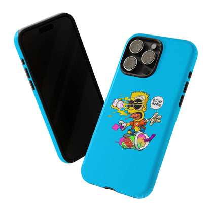 Spongebob Blue Cartoon iPhone Case - 'Eat My Shorts' Design