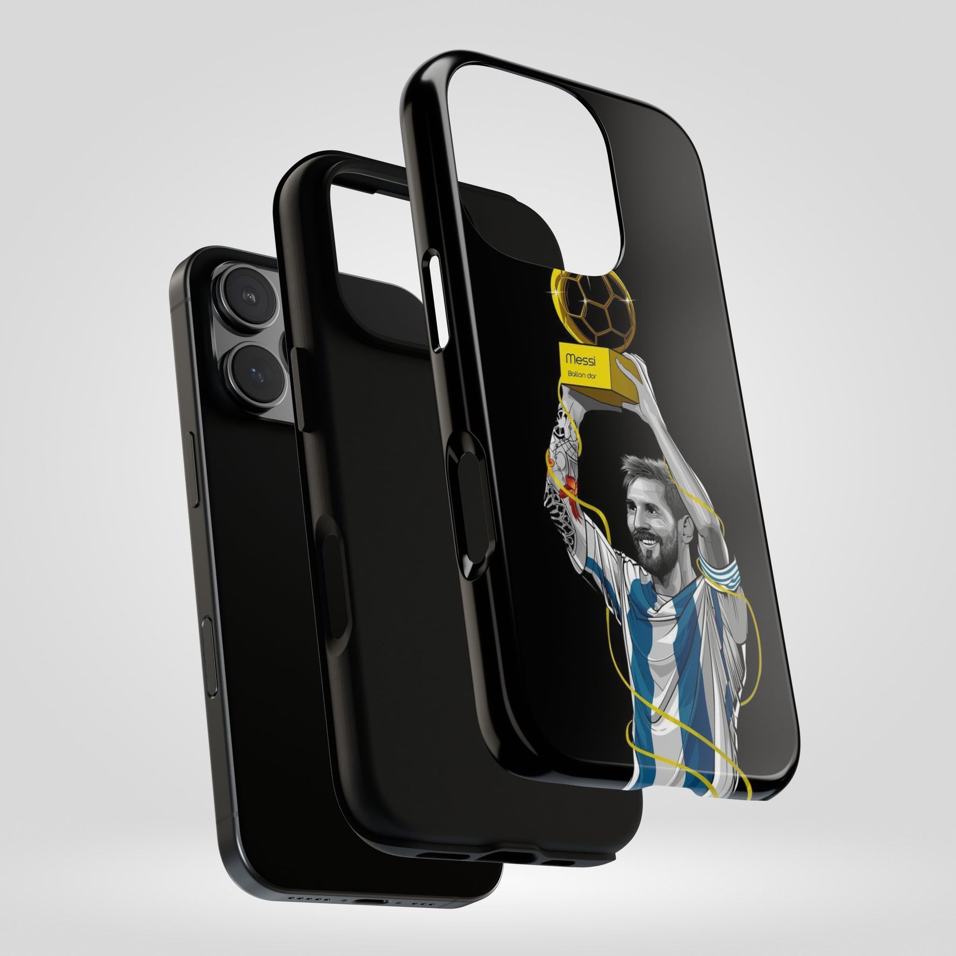 Messi Ballon Dor Black Phone Case - Tough Cases for Soccer Fans - Roe Creation