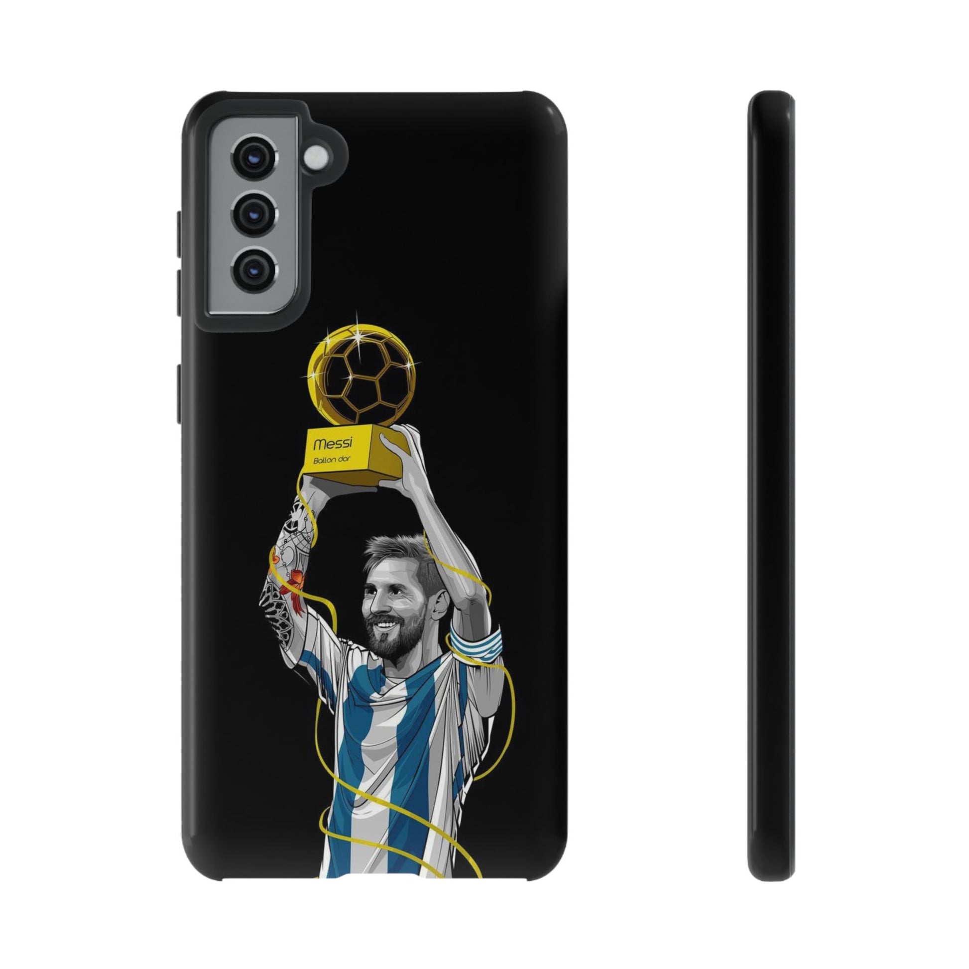 Messi Ballon Dor Black Phone Case - Tough Cases for Soccer Fans - Roe Creation