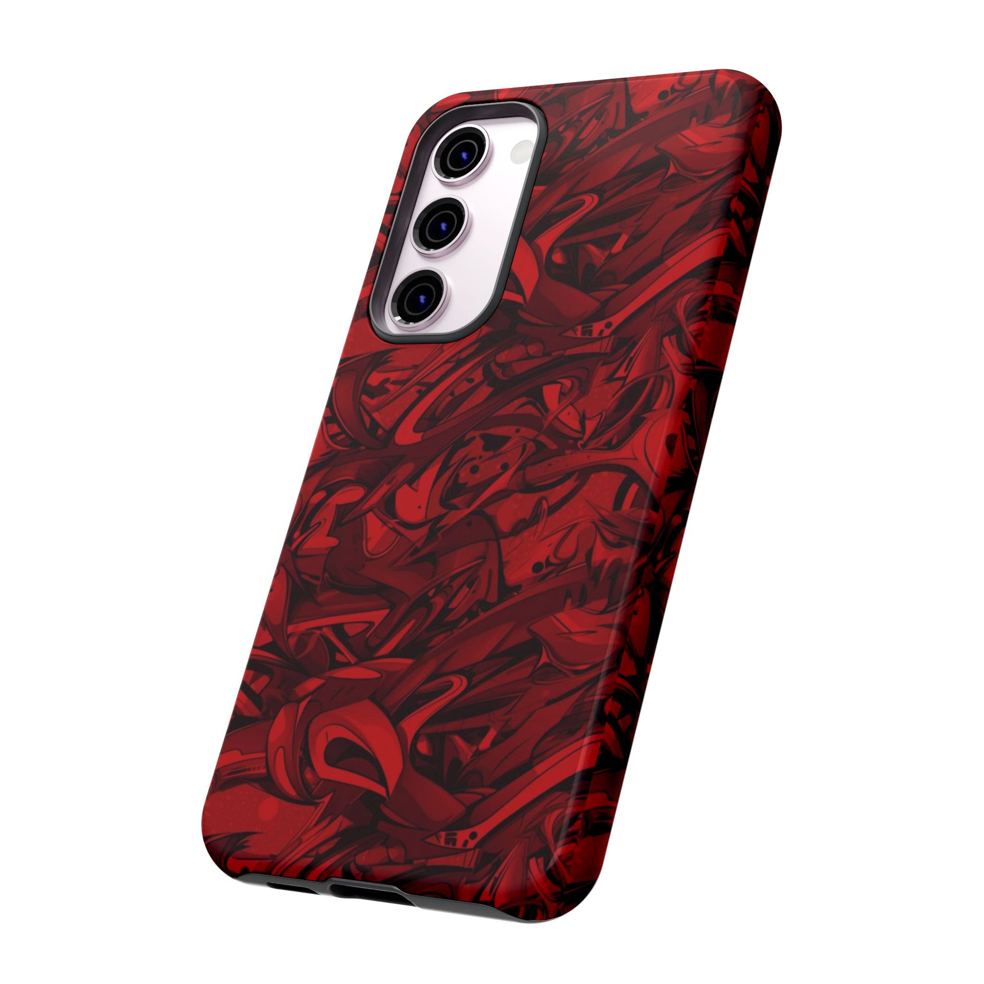 Abstract Pattern Red Black Tough Phone Cases: Bold Red Artistic Phone Case for Trendsetters - Roe Creation