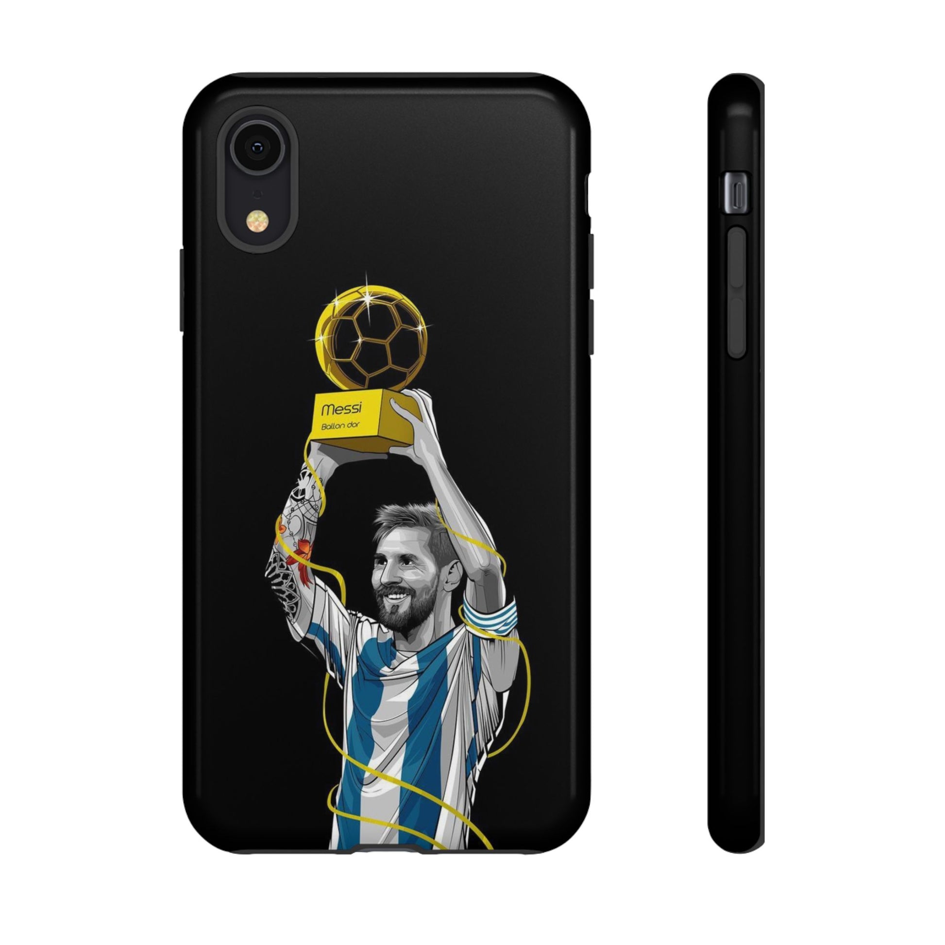Messi Ballon Dor Black Phone Case - Tough Cases for Soccer Fans - Roe Creation