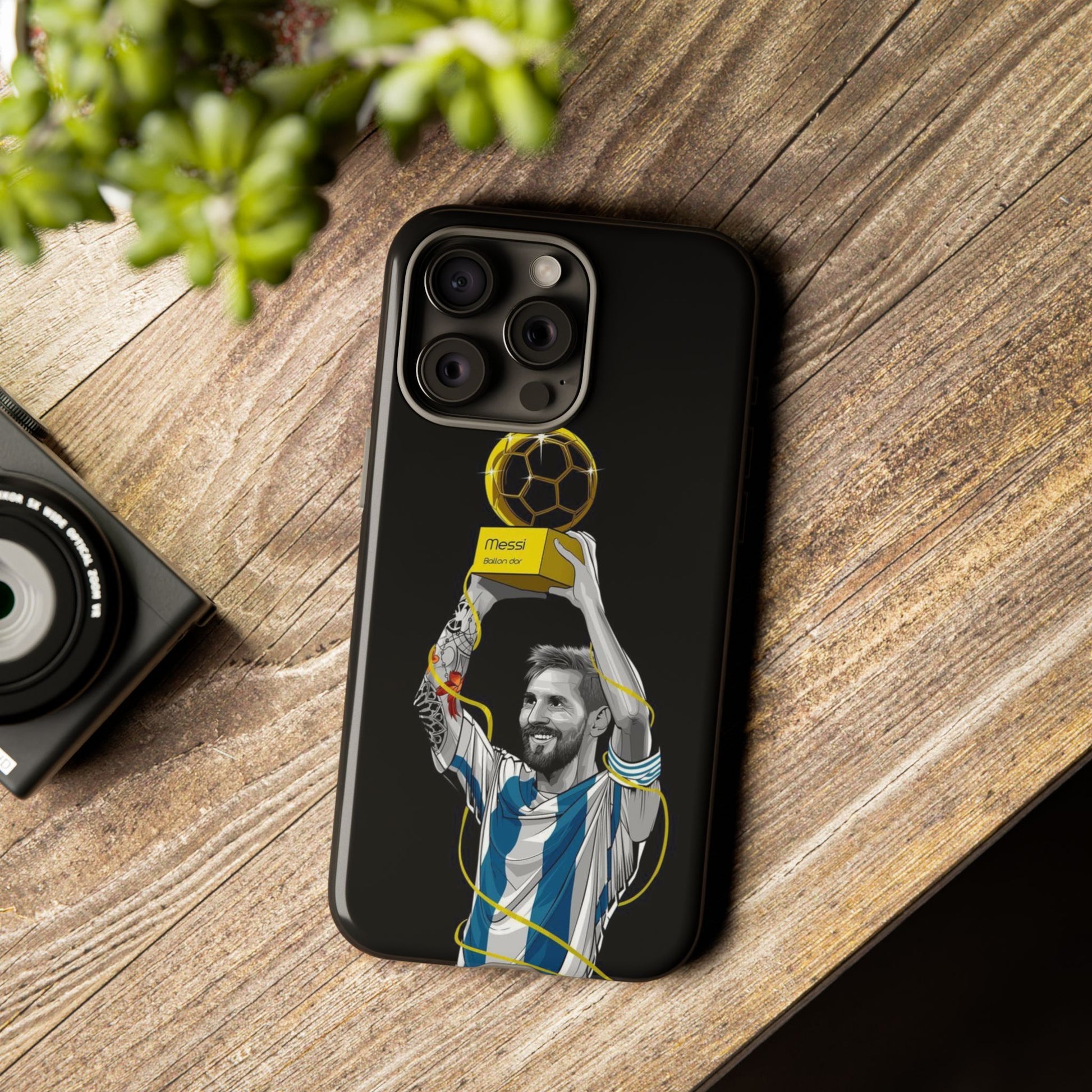 Messi Ballon Dor Black Phone Case - Tough Cases for Soccer Fans - Roe Creation