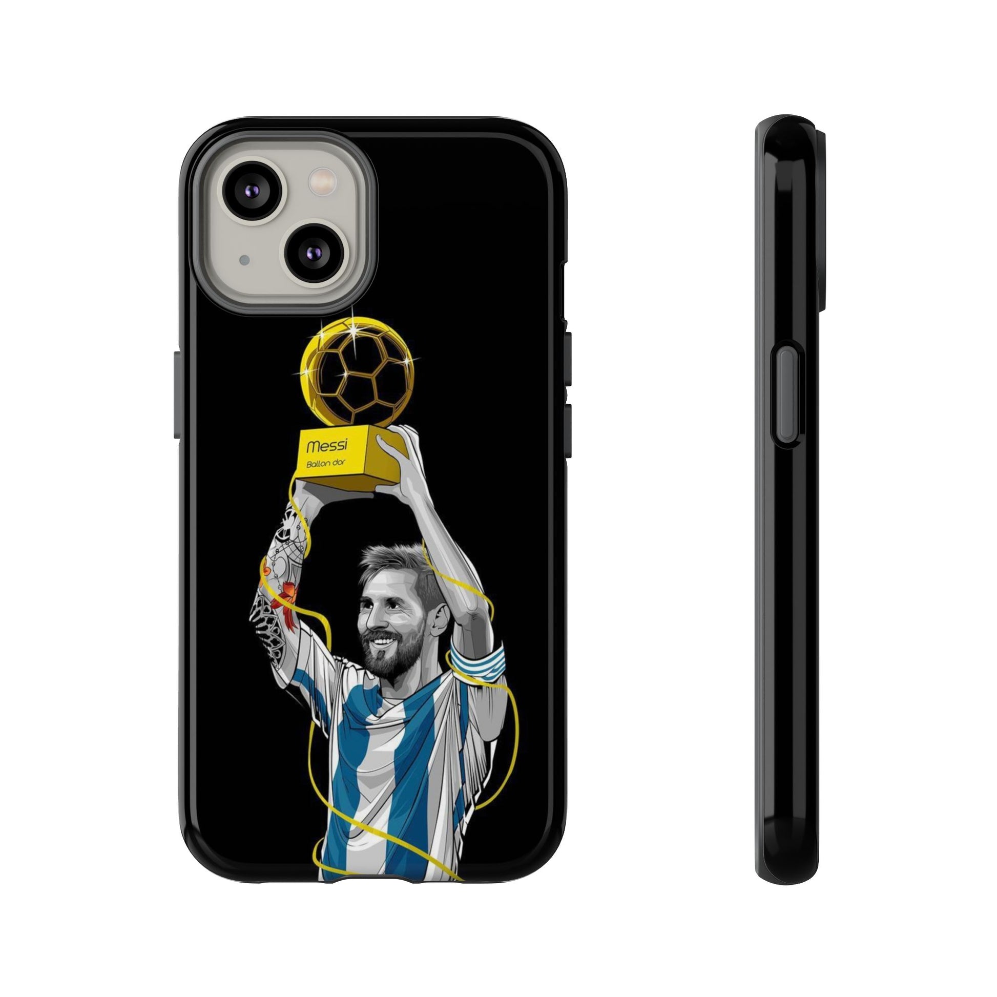Messi Ballon Dor Black Phone Case - Tough Cases for Soccer Fans - Roe Creation