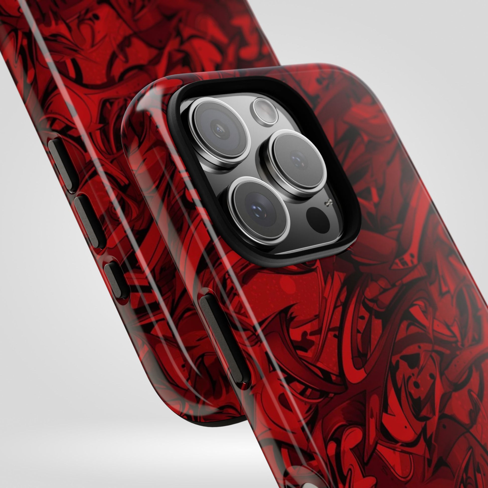 Abstract Pattern Red Black Tough Phone Cases: Bold Red Artistic Phone Case for Trendsetters - Roe Creation