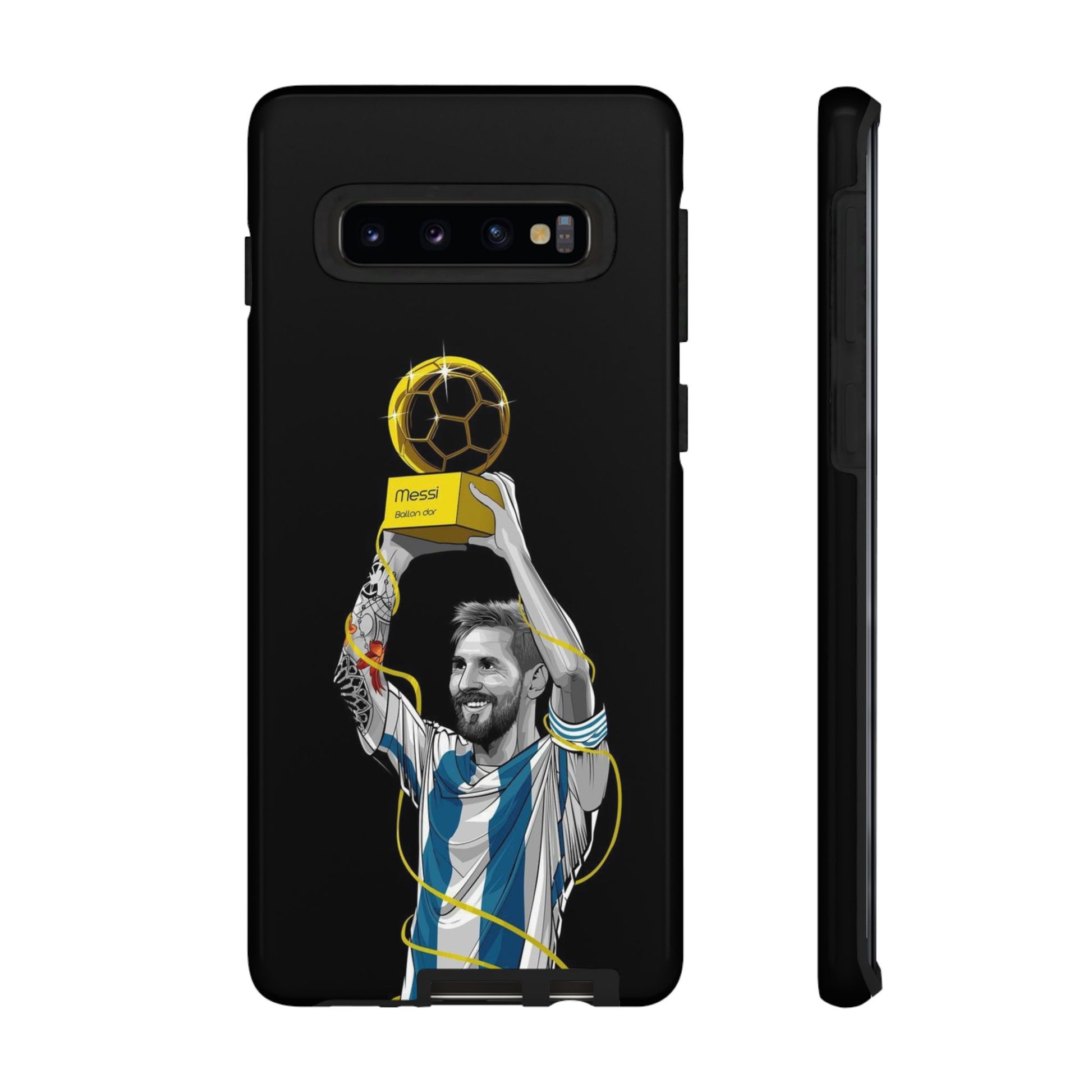 Messi Ballon Dor Black Phone Case - Tough Cases for Soccer Fans - Roe Creation