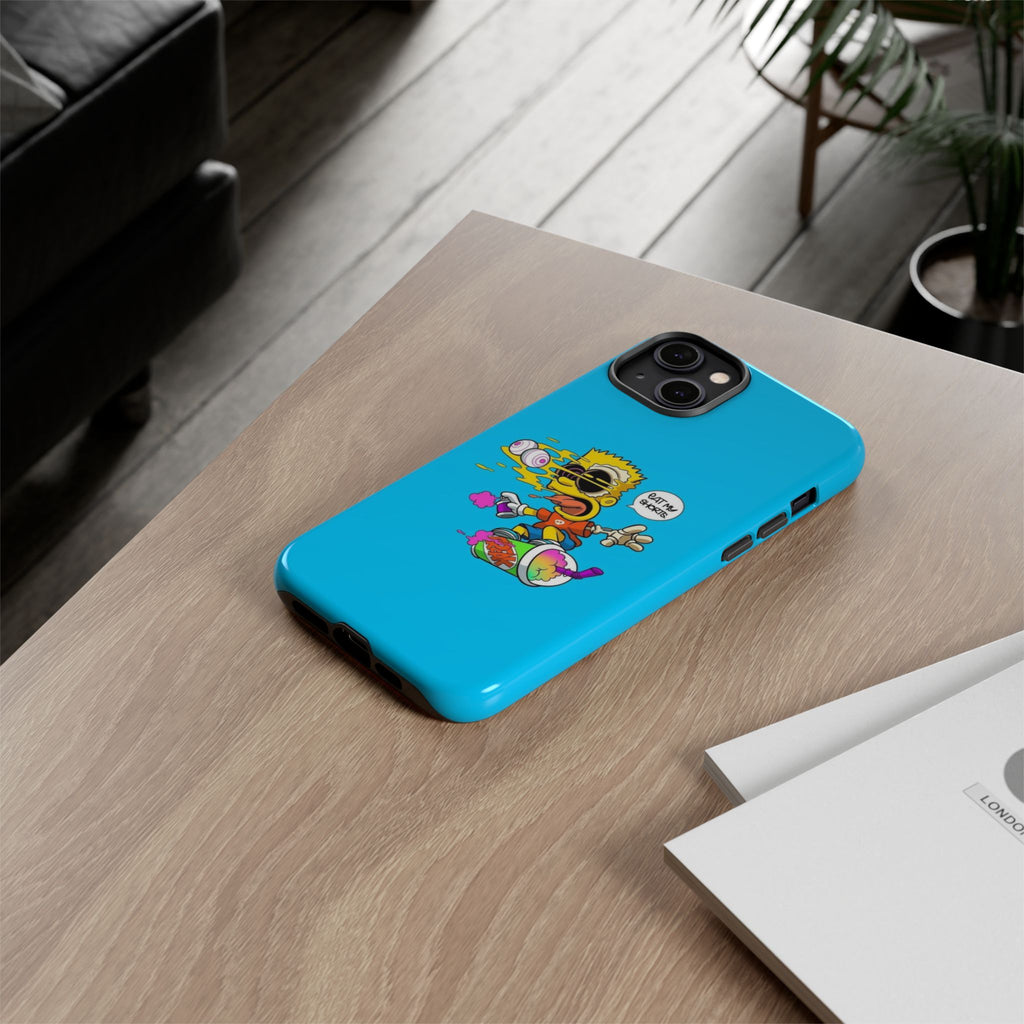 Spongebob Blue Cartoon iPhone Case - 'Eat My Shorts' Design - Roe Creation