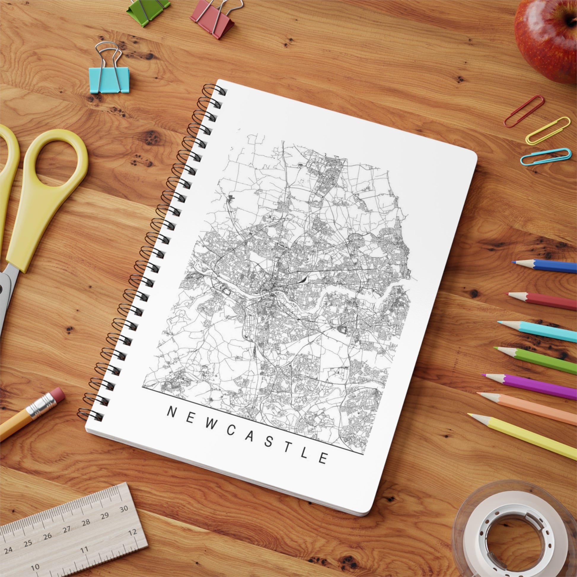 Newcastle Map Wirobound Softcover Notebook - Stylish A5 Journal for Travelers - Roe Creation