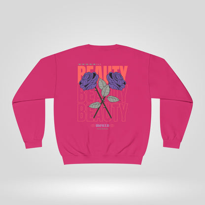 Beauty Rose Sweatshirt Unisex Crewneck Trendy Gift for Her Cozy Casual Wear Valentines Day Floral Design Everyday Comfort - Roe Creation