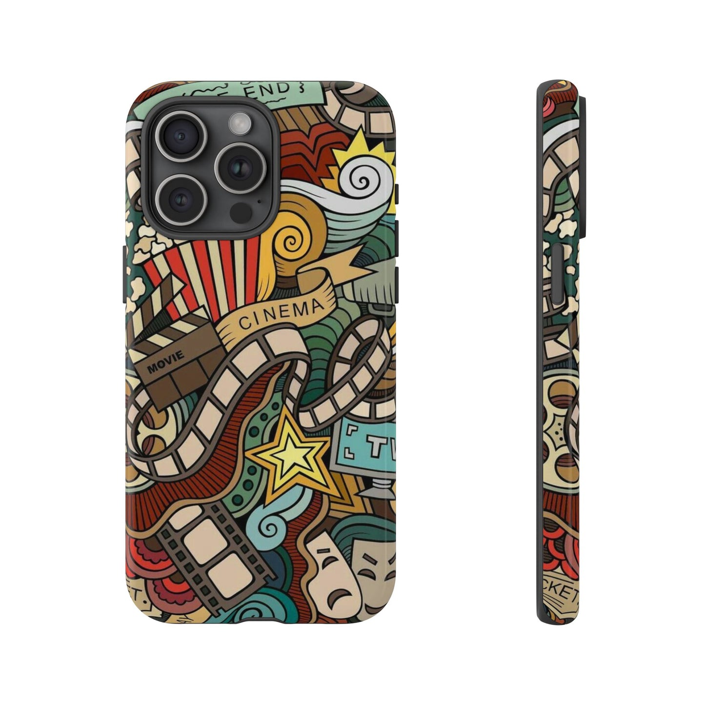 Cinema Vibes Pattern iPhone Case - Tough Cases with Movie & TV Design