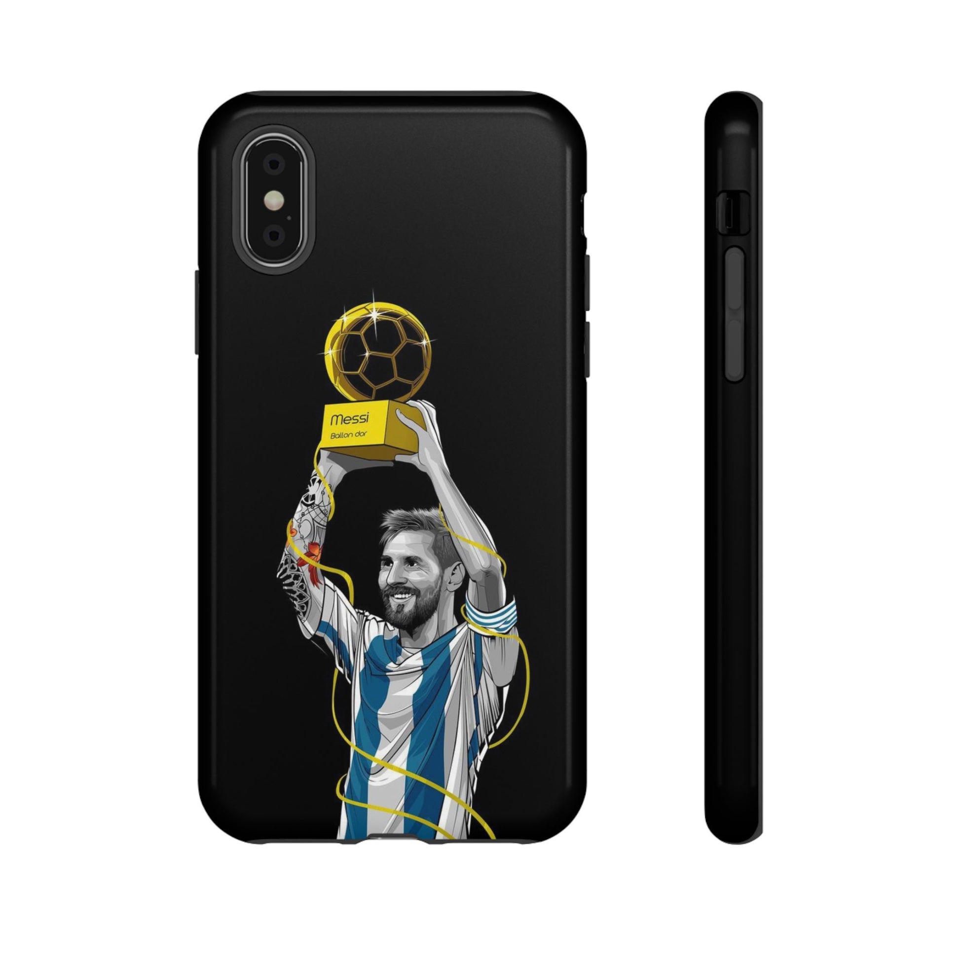 Messi Ballon Dor Black Phone Case - Tough Cases for Soccer Fans - Roe Creation