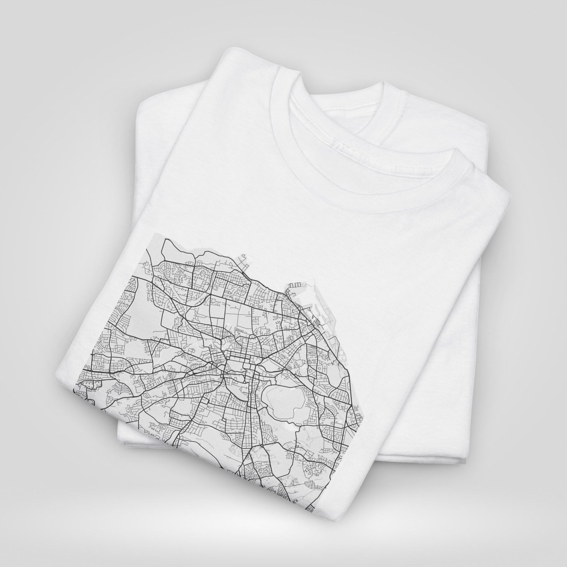 Edinburgh Map Unisex Heavy Cotton Tee - Trendy Urban Style - Roe Creation