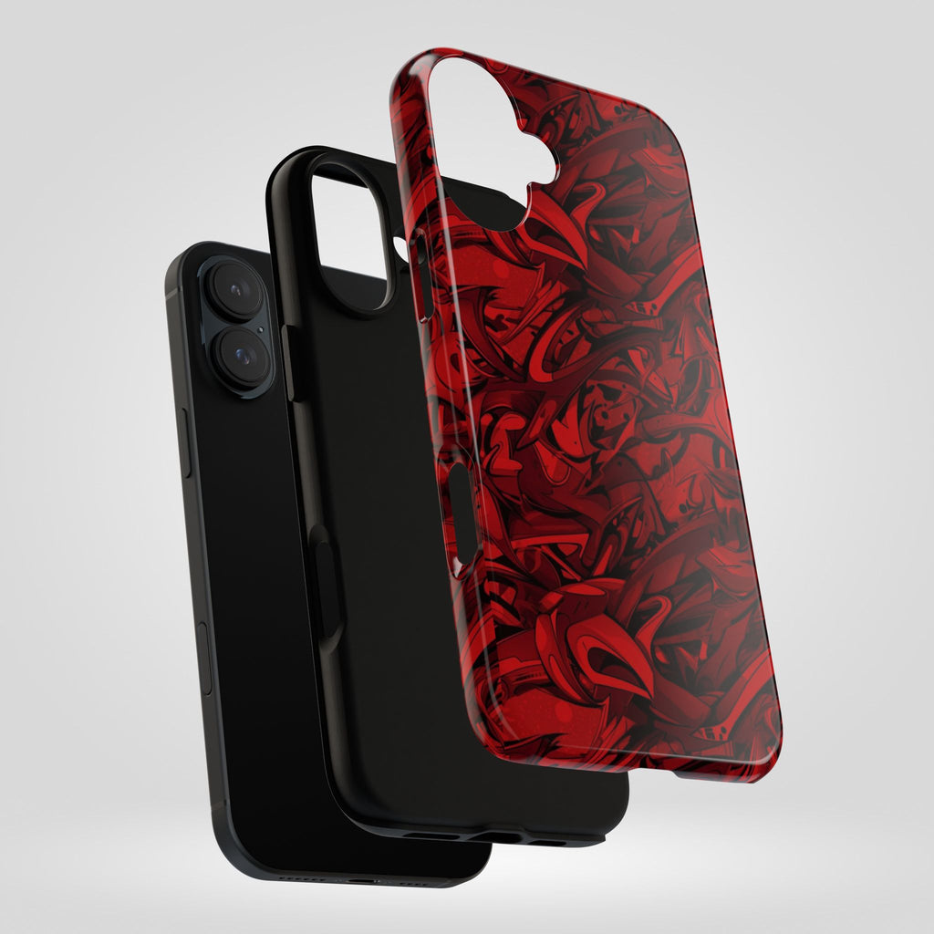 Abstract Pattern Red Black Tough Phone Cases: Bold Red Artistic Phone Case for Trendsetters - Roe Creation
