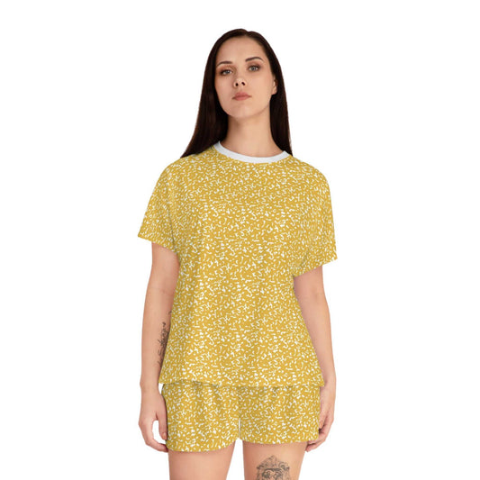 Sunny Floral Women's Short Pajama Set, Cozy Sleepwear, Summer Nights, Gift for.
