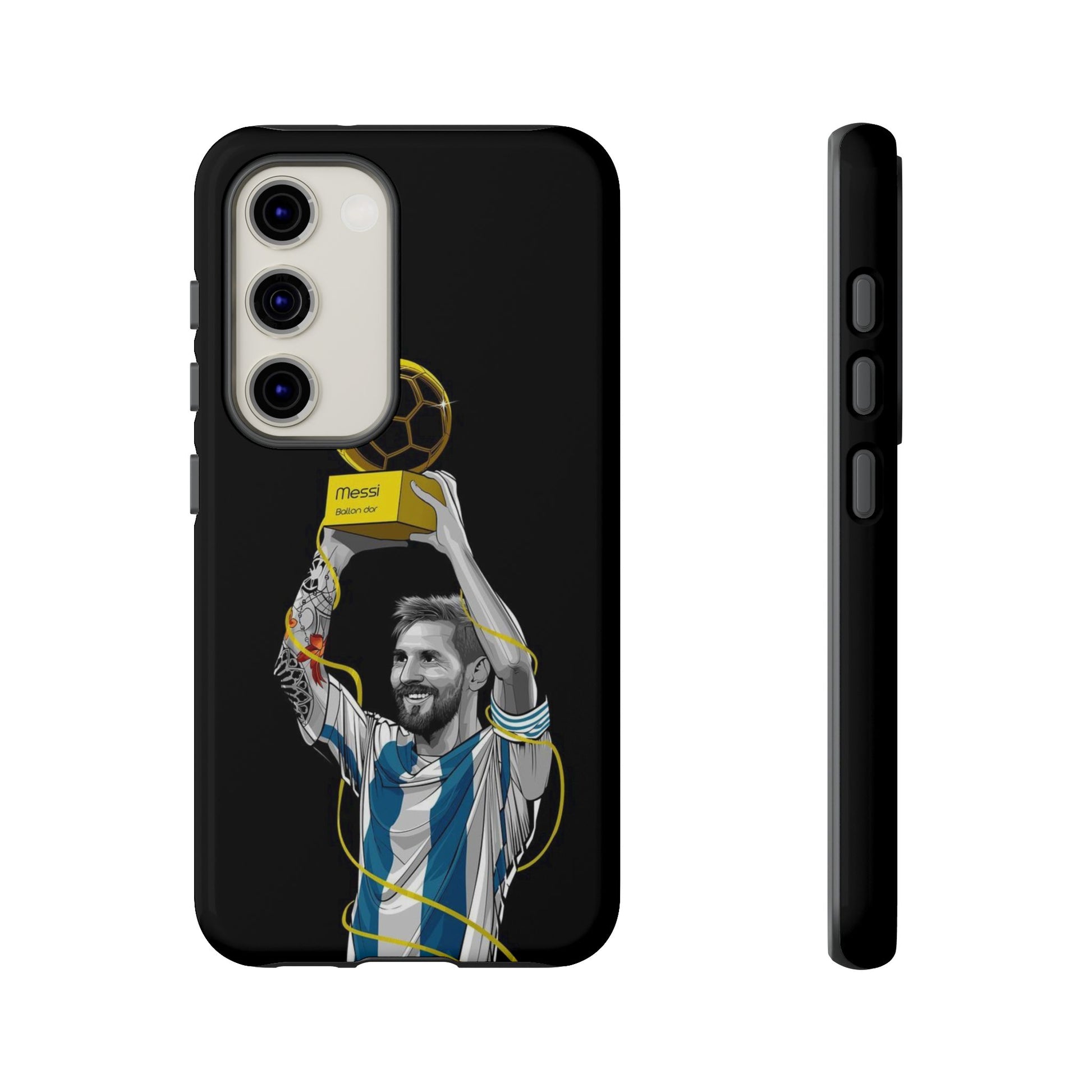 Messi Ballon Dor Black Phone Case - Tough Cases for Soccer Fans - Roe Creation