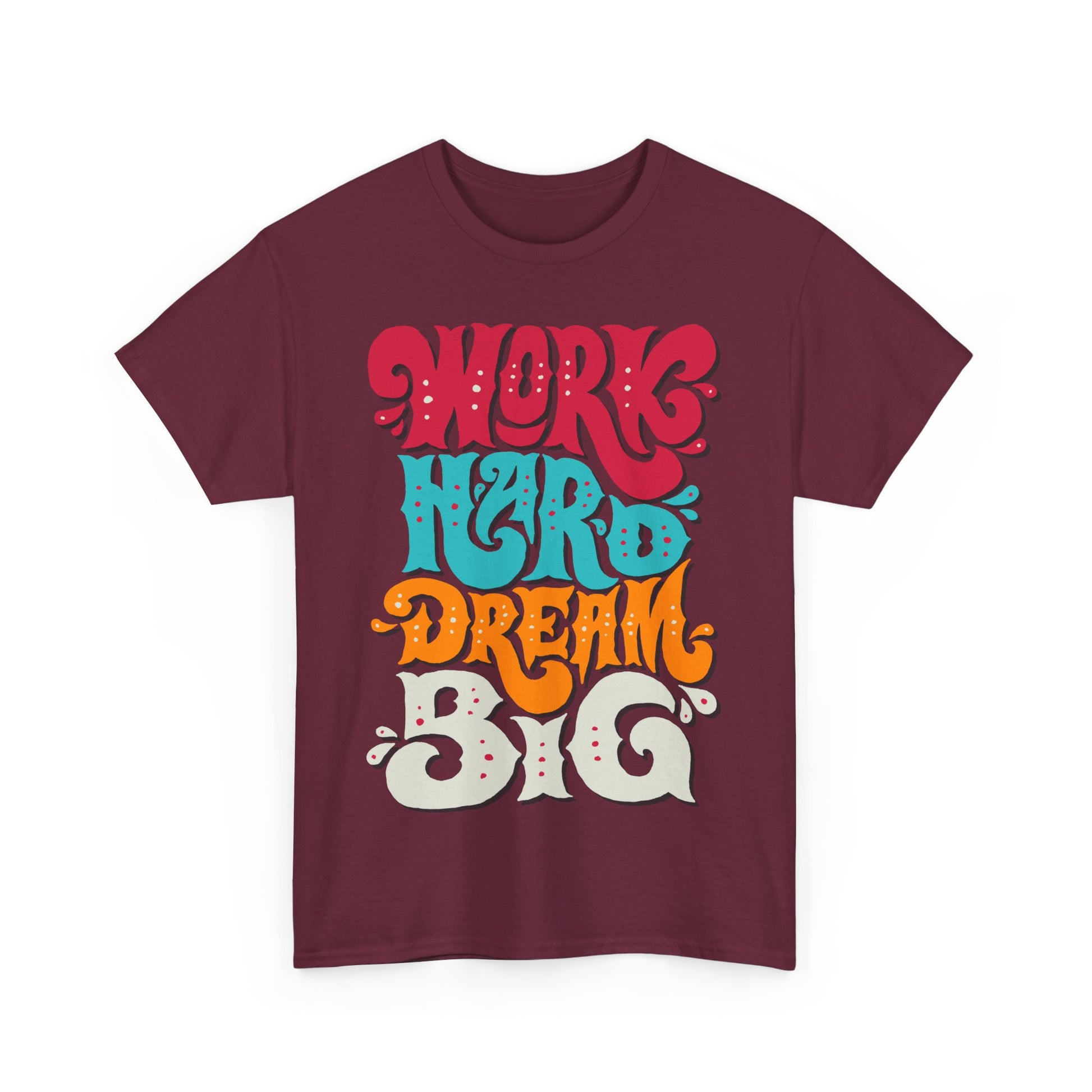 Motivational Unisex Heavy Cotton Tee - 'Work Hard, Dream Big' - Roe Creation