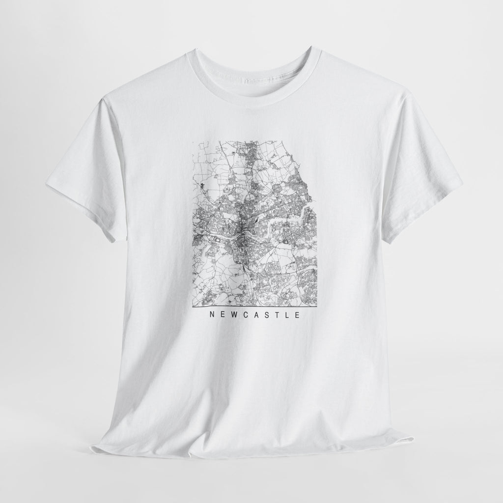 Newcastle Map Unisex Heavy Cotton Tee - Casual Streetwear - Roe Creation