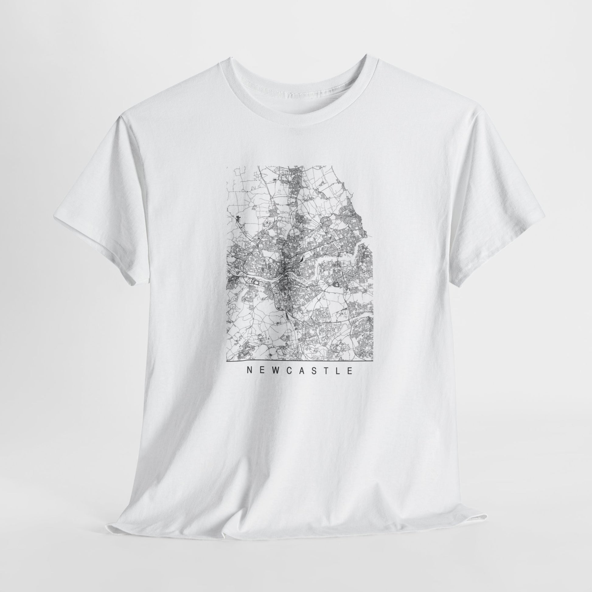 Newcastle Map Unisex Heavy Cotton Tee - Casual Streetwear - Roe Creation