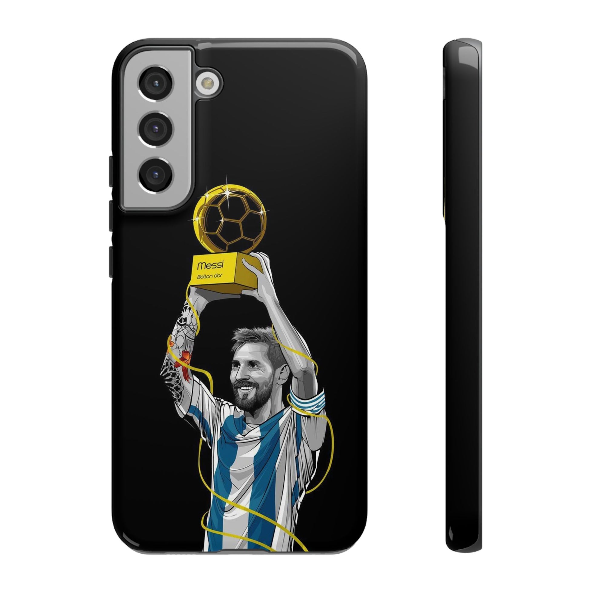 Messi Ballon Dor Black Phone Case - Tough Cases for Soccer Fans - Roe Creation