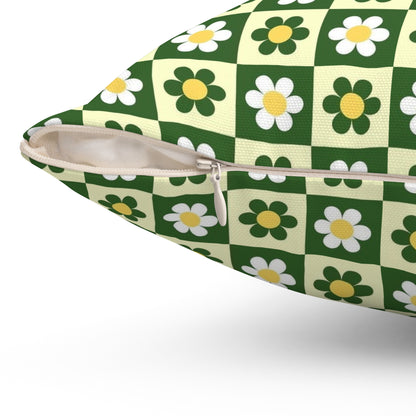 Retro Floral Square Pillow - Cozy Home Decor, Throw Cushion, Spring Decor, Housewarming Gift, Garden Party Decor, Boho Style Accent