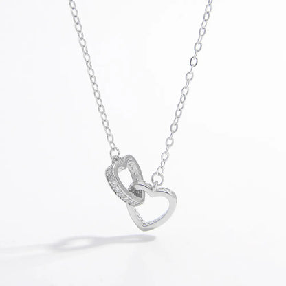925 Sterling Silver Inlaid Zircon Heart Necklace - Roe Creation