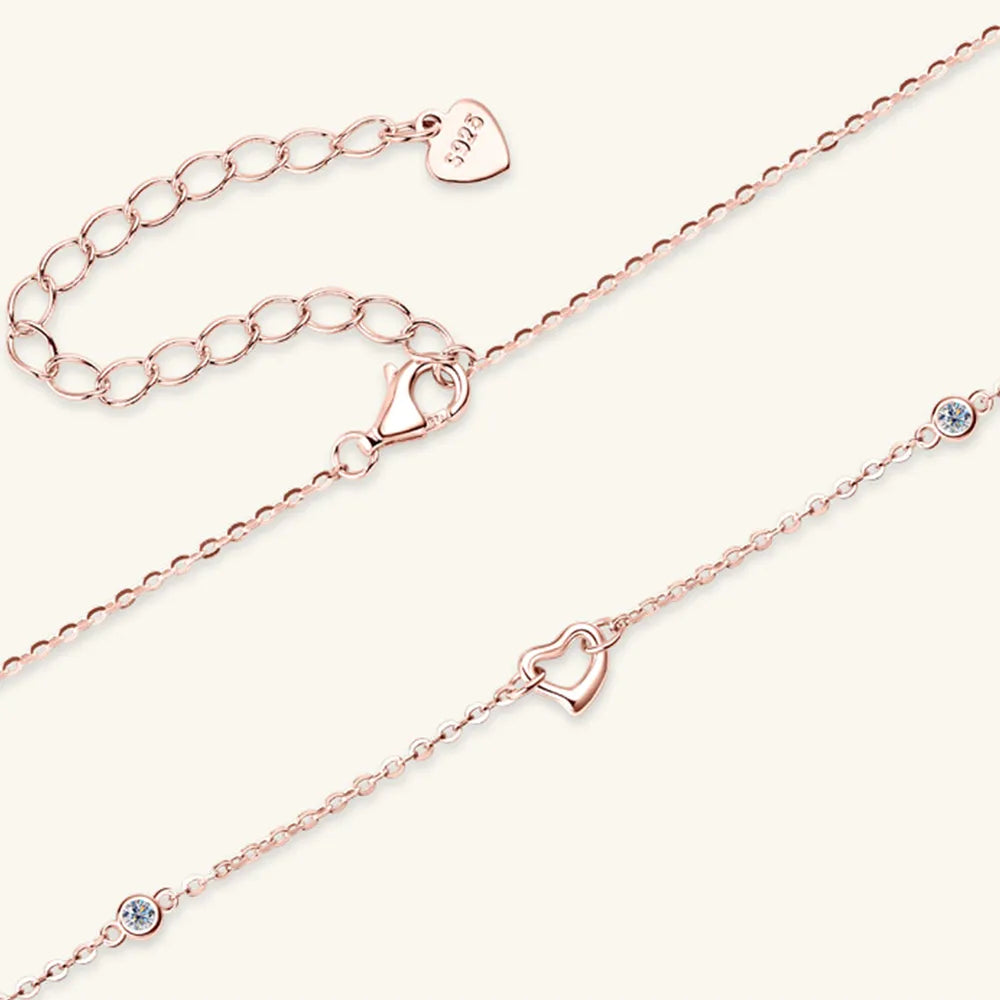 Moissanite 925 Sterling Silver Heart Necklace - Roe Creation