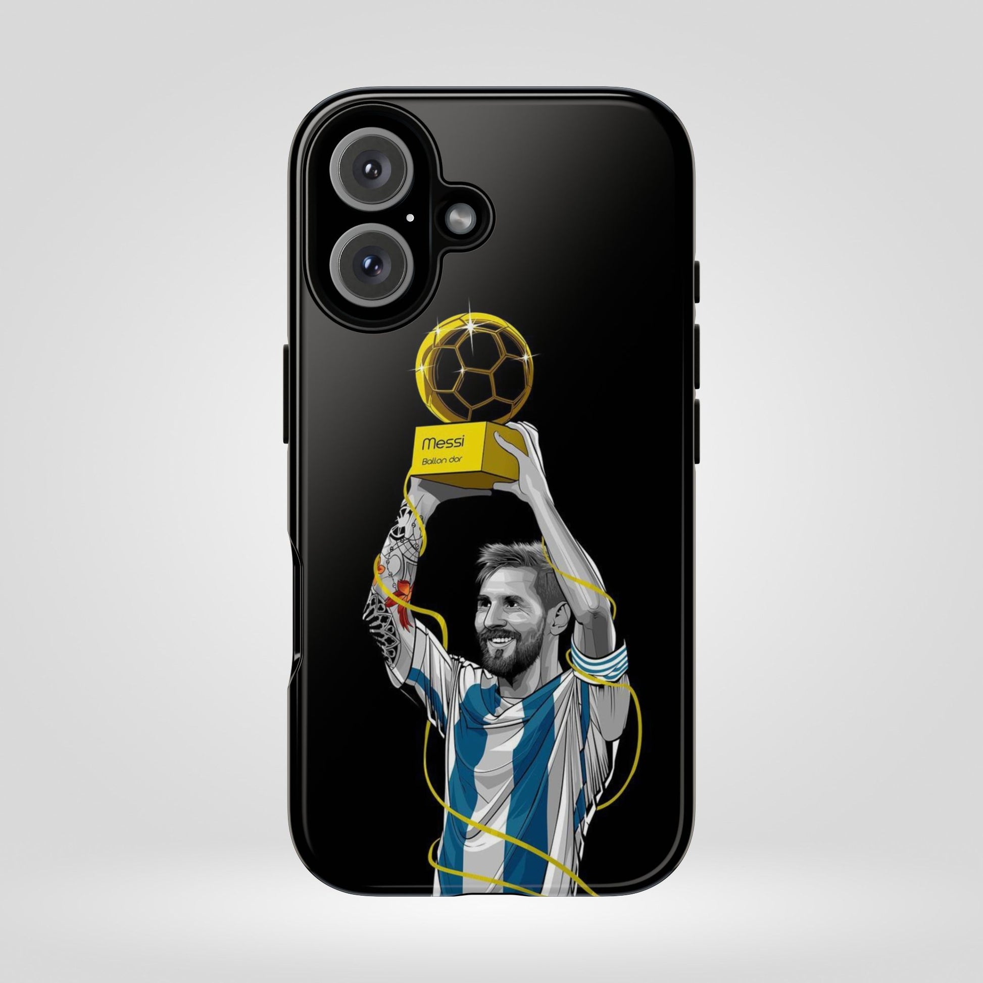Messi Ballon Dor Black Phone Case - Tough Cases for Soccer Fans - Roe Creation
