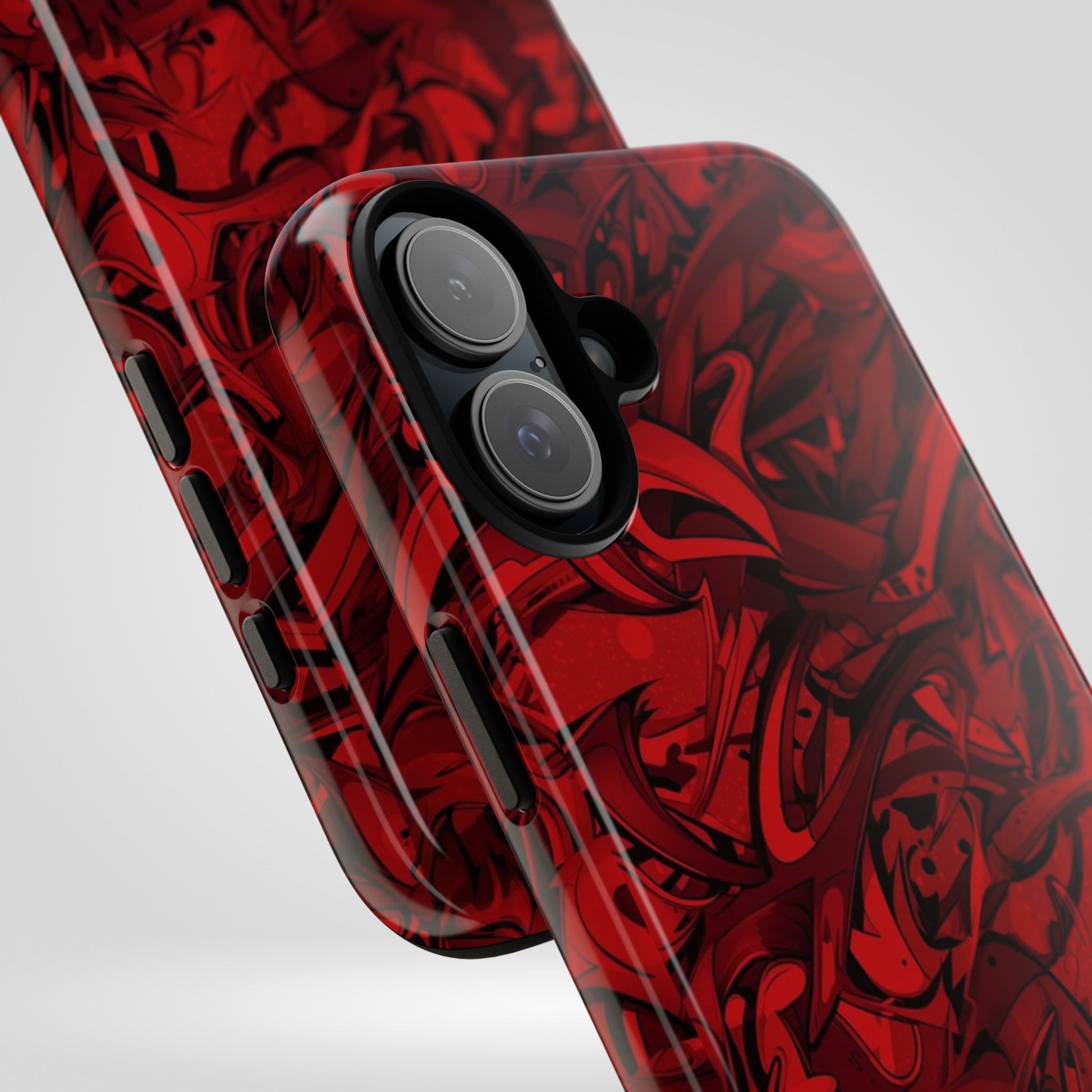 Abstract Pattern Red Black Tough Phone Cases: Bold Red Artistic Phone Case for Trendsetters - Roe Creation