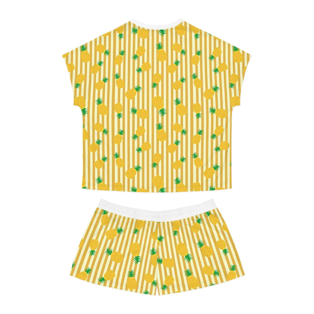 Pineapple Print Women's Short Pajama Set, Cute Summer Sleepwear, Tropical - Roe Creation