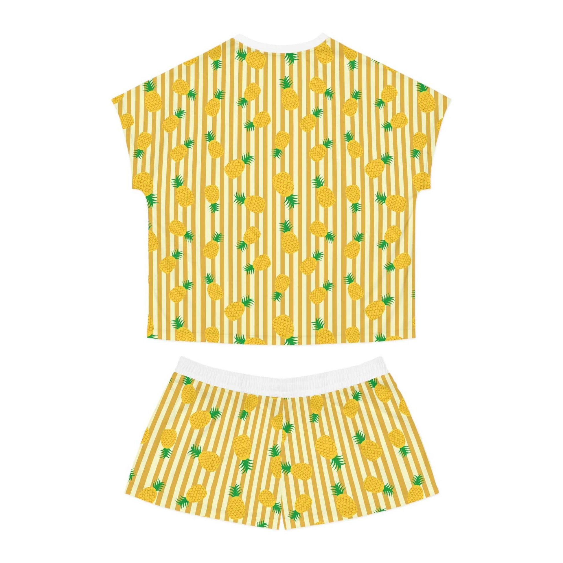 Pineapple Print Women's Short Pajama Set, Cute Summer Sleepwear, Tropical - Roe Creation