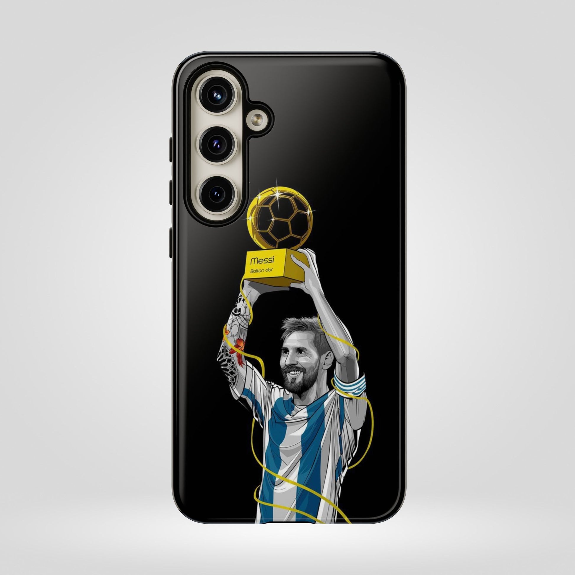 Messi Ballon Dor Black Phone Case - Tough Cases for Soccer Fans - Roe Creation
