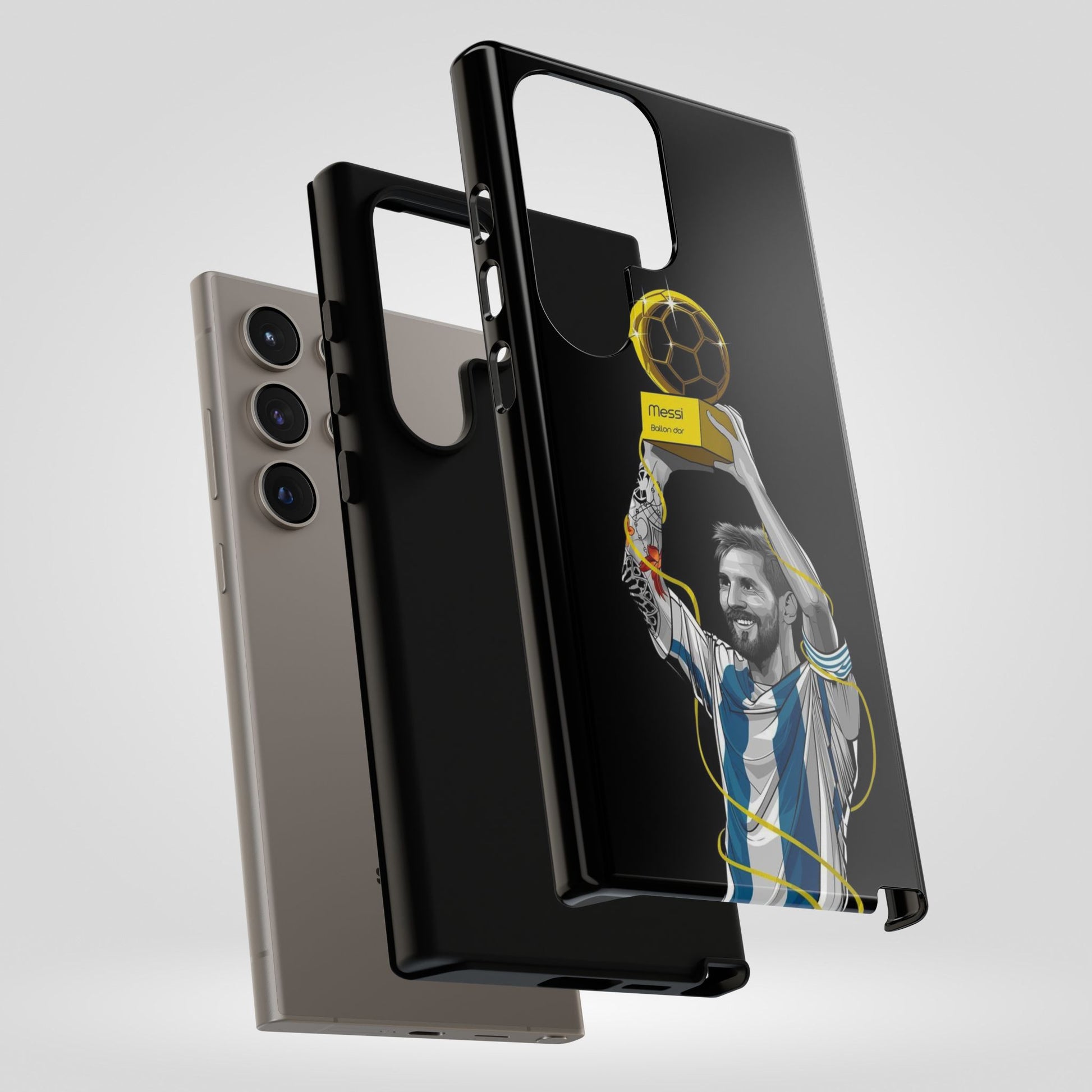 Messi Ballon Dor Black Phone Case - Tough Cases for Soccer Fans - Roe Creation