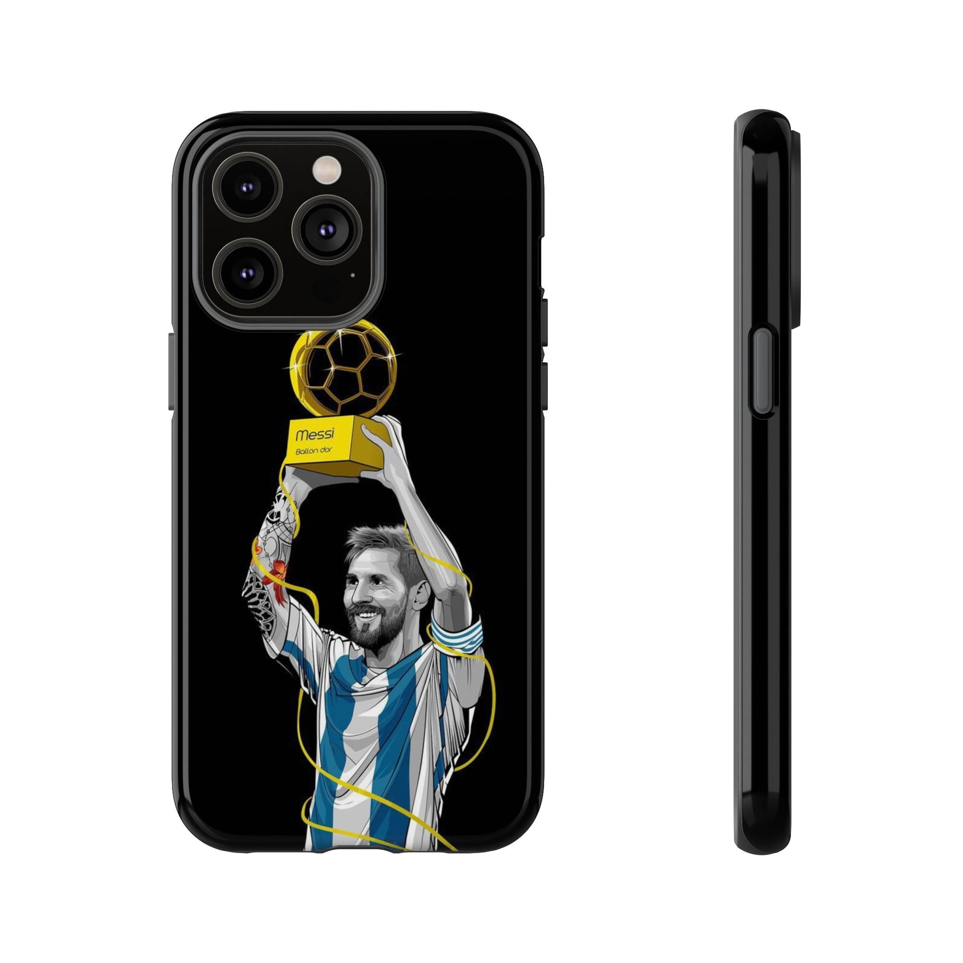Messi Ballon Dor Black Phone Case - Tough Cases for Soccer Fans - Roe Creation