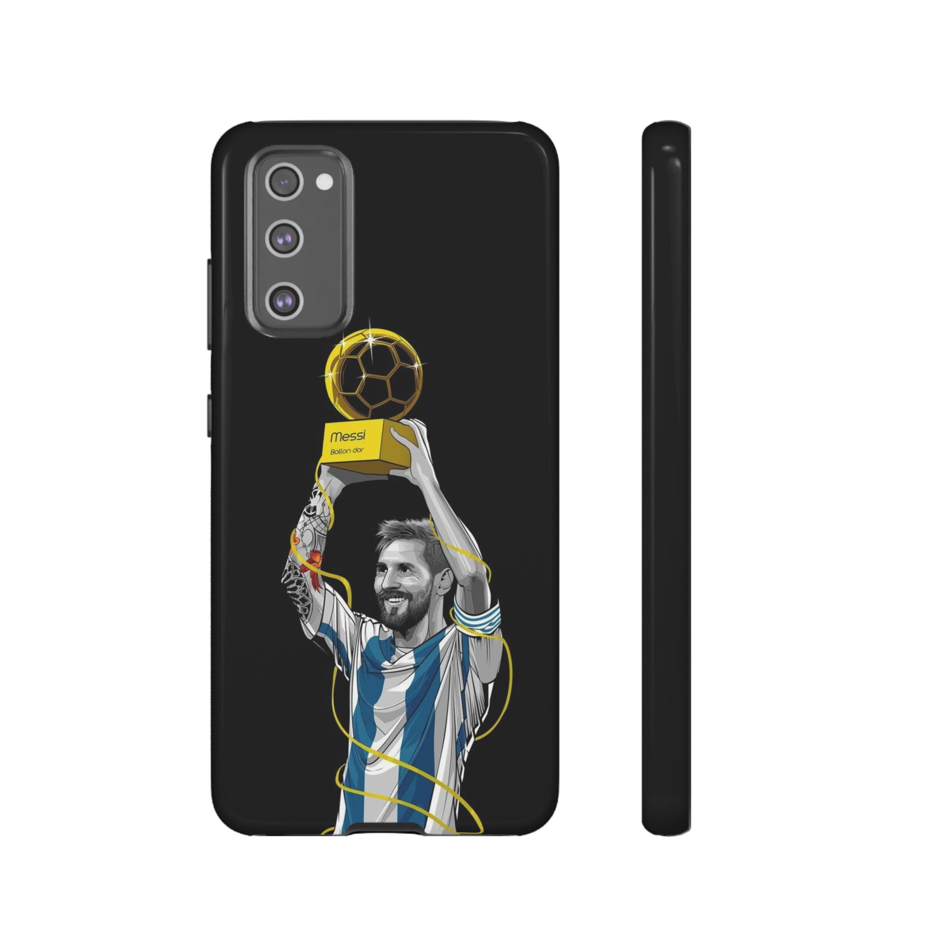 Messi Ballon Dor Black Phone Case - Tough Cases for Soccer Fans - Roe Creation