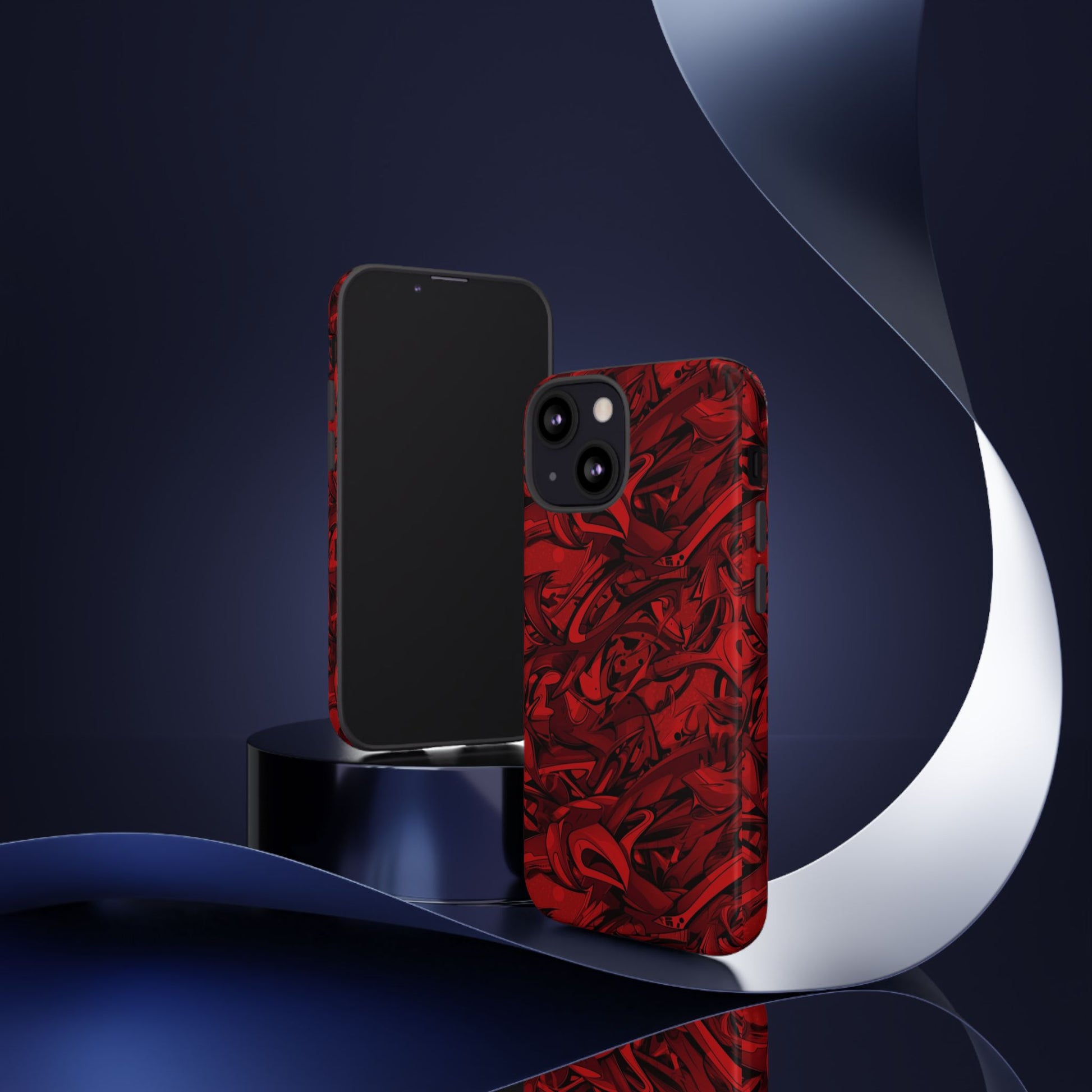 Abstract Pattern Red Black Tough Phone Cases: Bold Red Artistic Phone Case for Trendsetters - Roe Creation