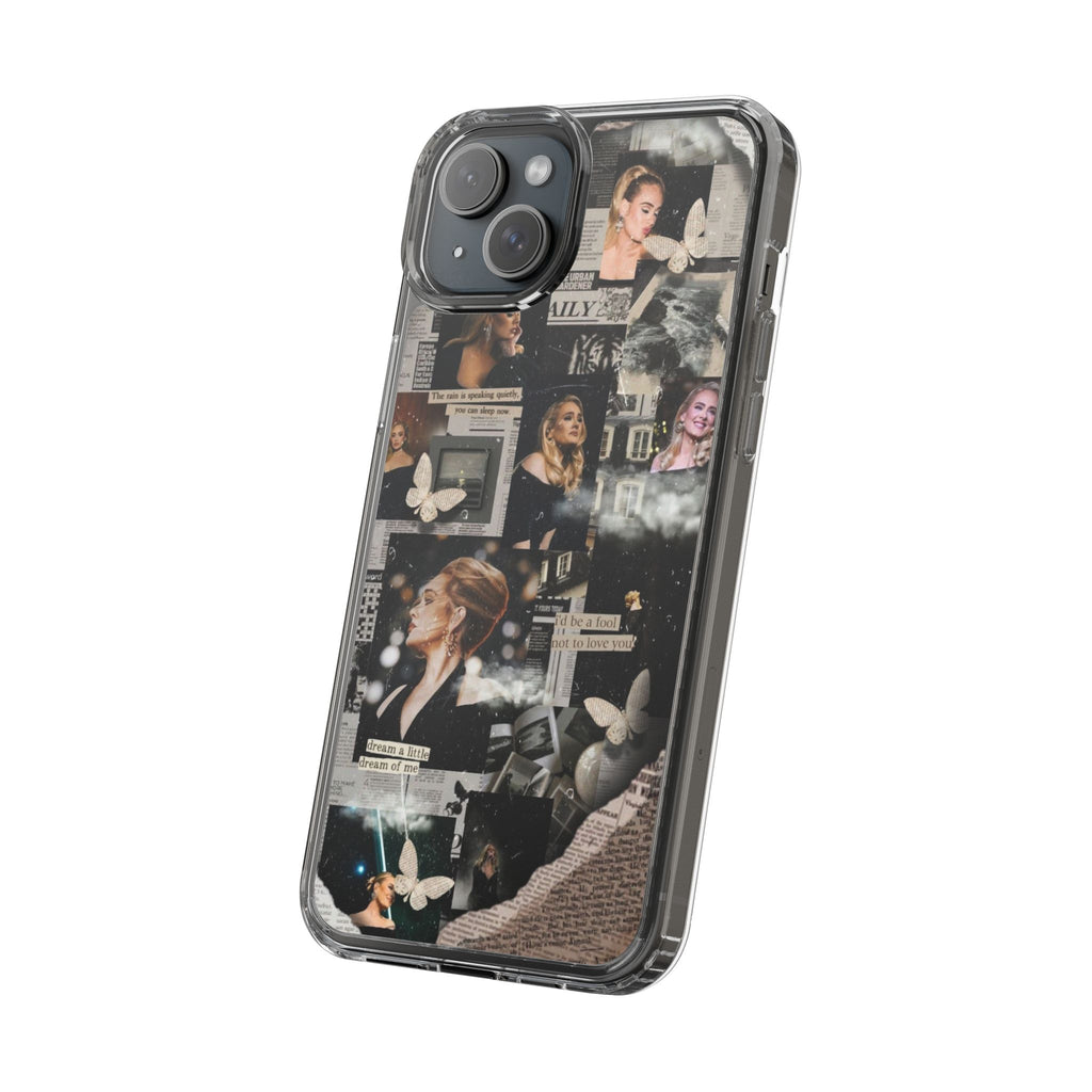 Adele Aesthetic Clear Phone Case with Butterfly Collage Design - Roe Creation