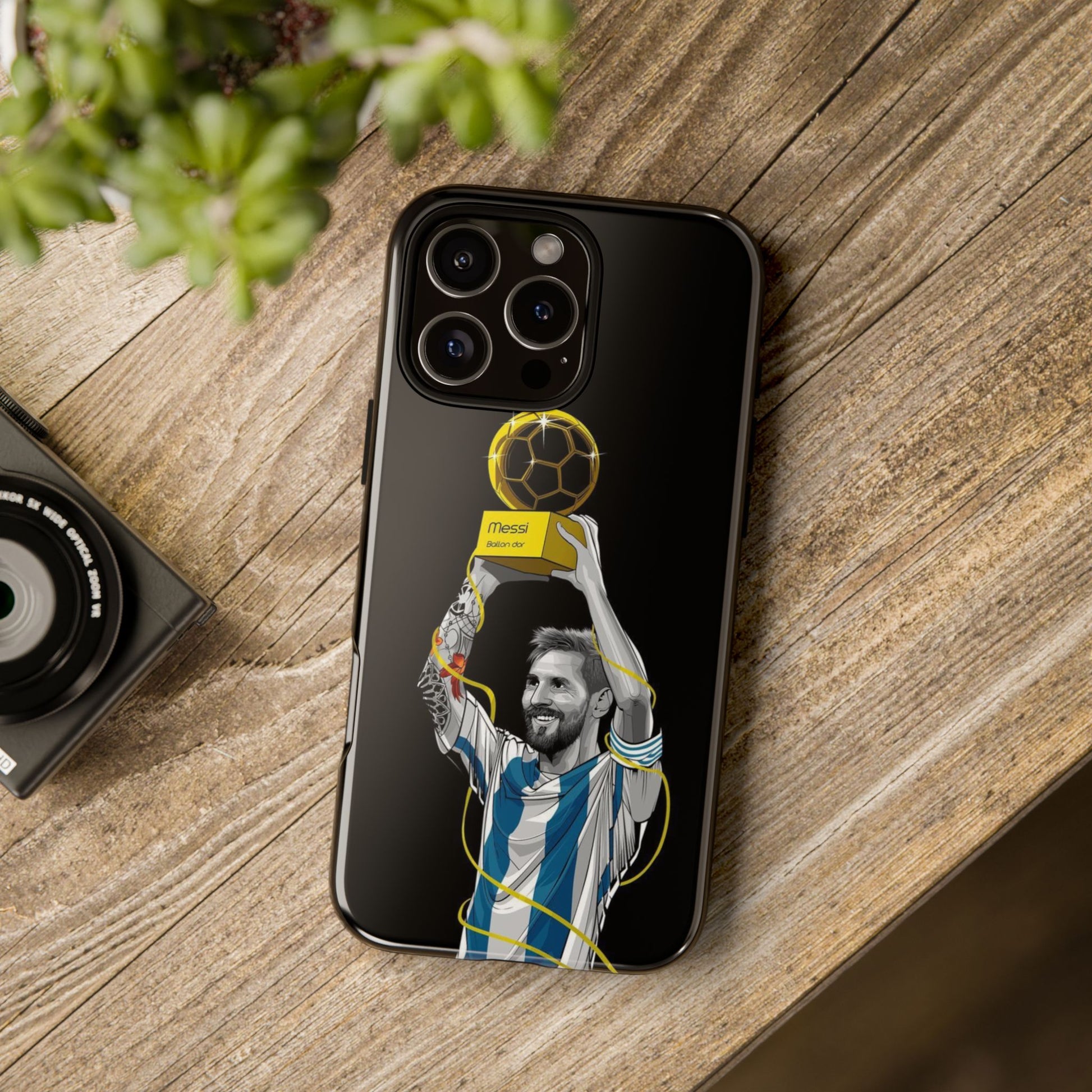 Messi Ballon Dor Black Phone Case - Tough Cases for Soccer Fans - Roe Creation