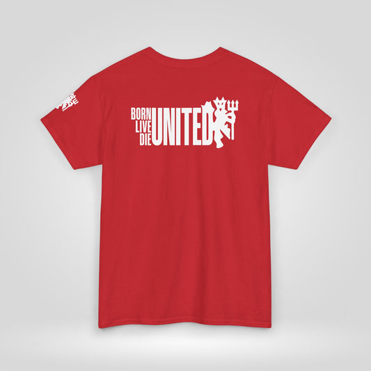 'Born Live Die United' Unisex Heavy Cotton Tee for Manchester United Fans  - Casual Streetwear for All Occasions