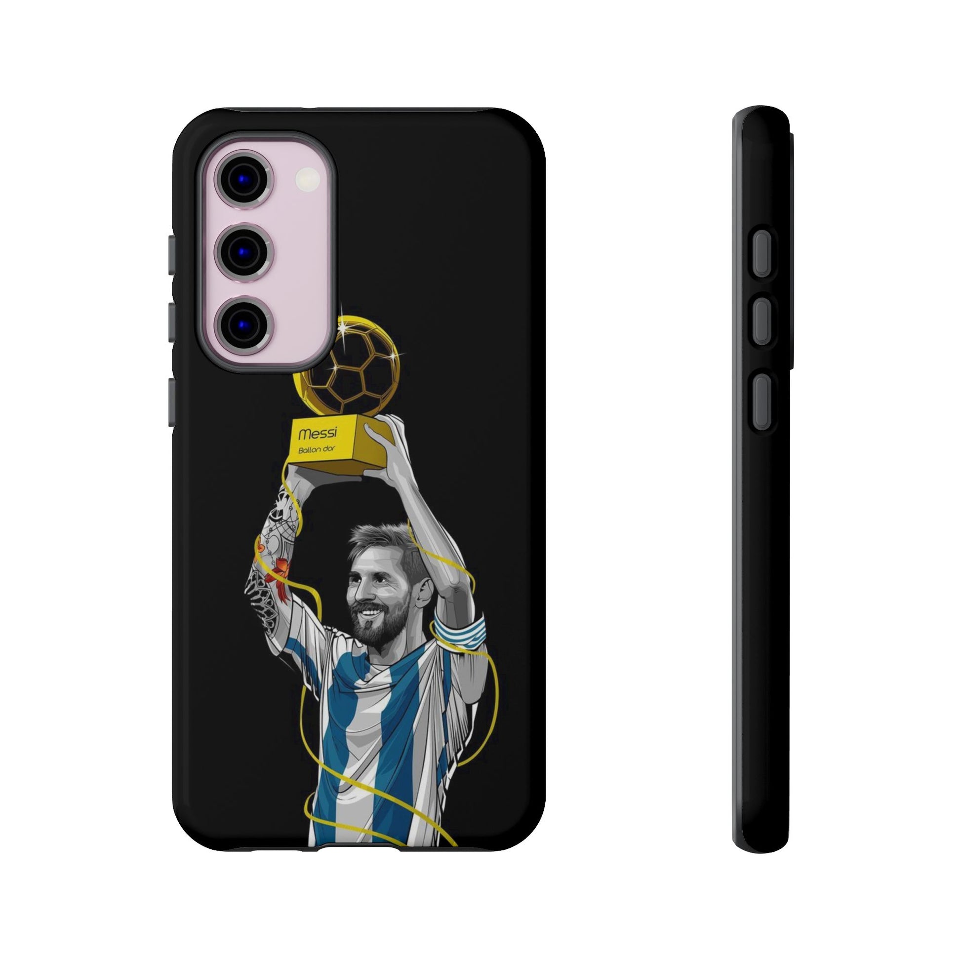 Messi Ballon Dor Black Phone Case - Tough Cases for Soccer Fans - Roe Creation