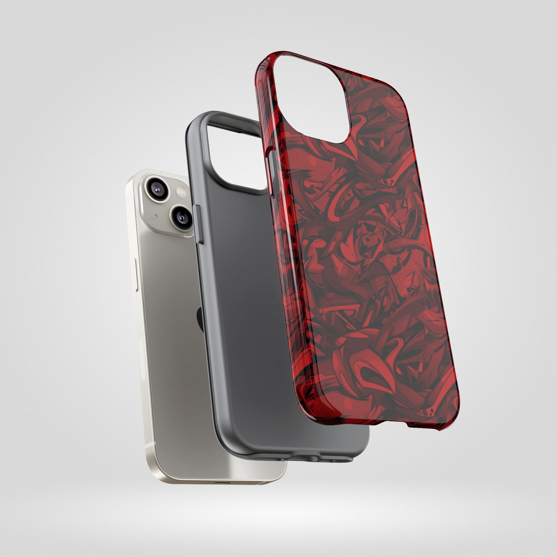 Abstract Pattern Red Black Tough Phone Cases: Bold Red Artistic Phone Case for Trendsetters - Roe Creation
