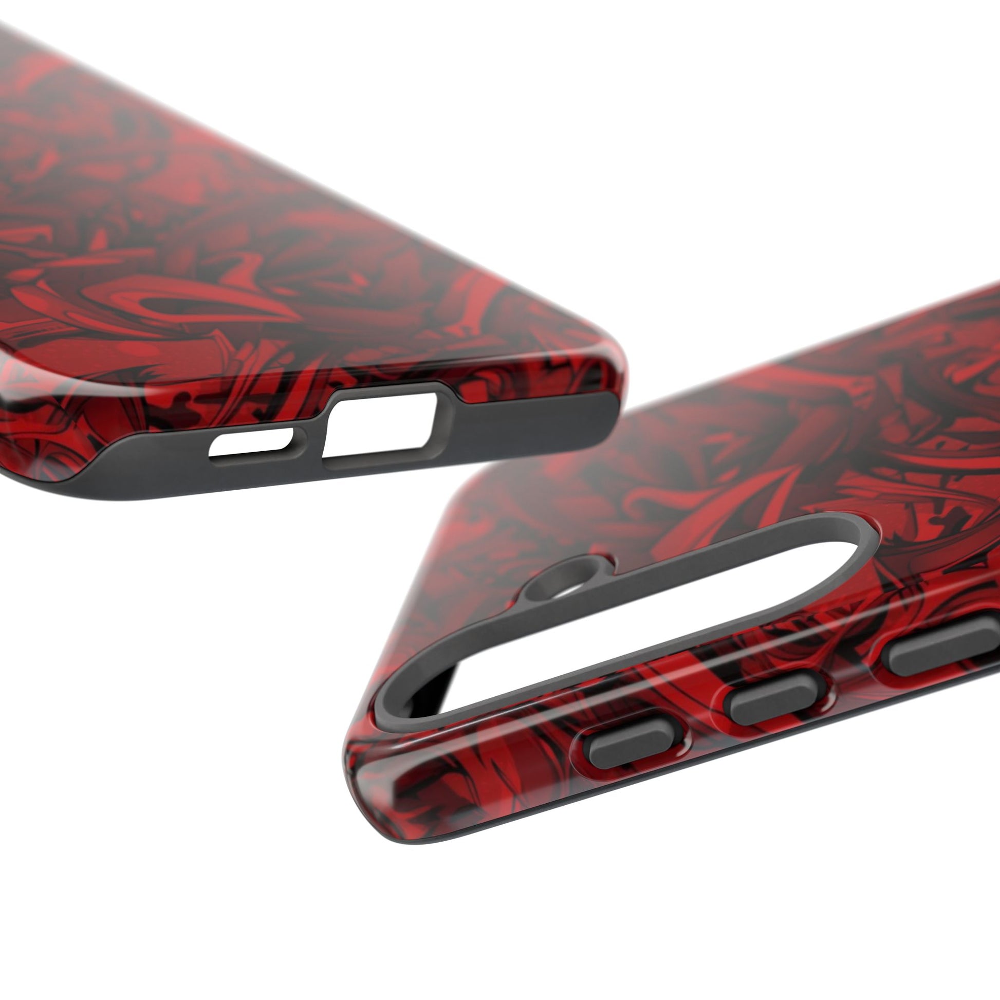 Abstract Pattern Red Black Tough Phone Cases: Bold Red Artistic Phone Case for Trendsetters - Roe Creation