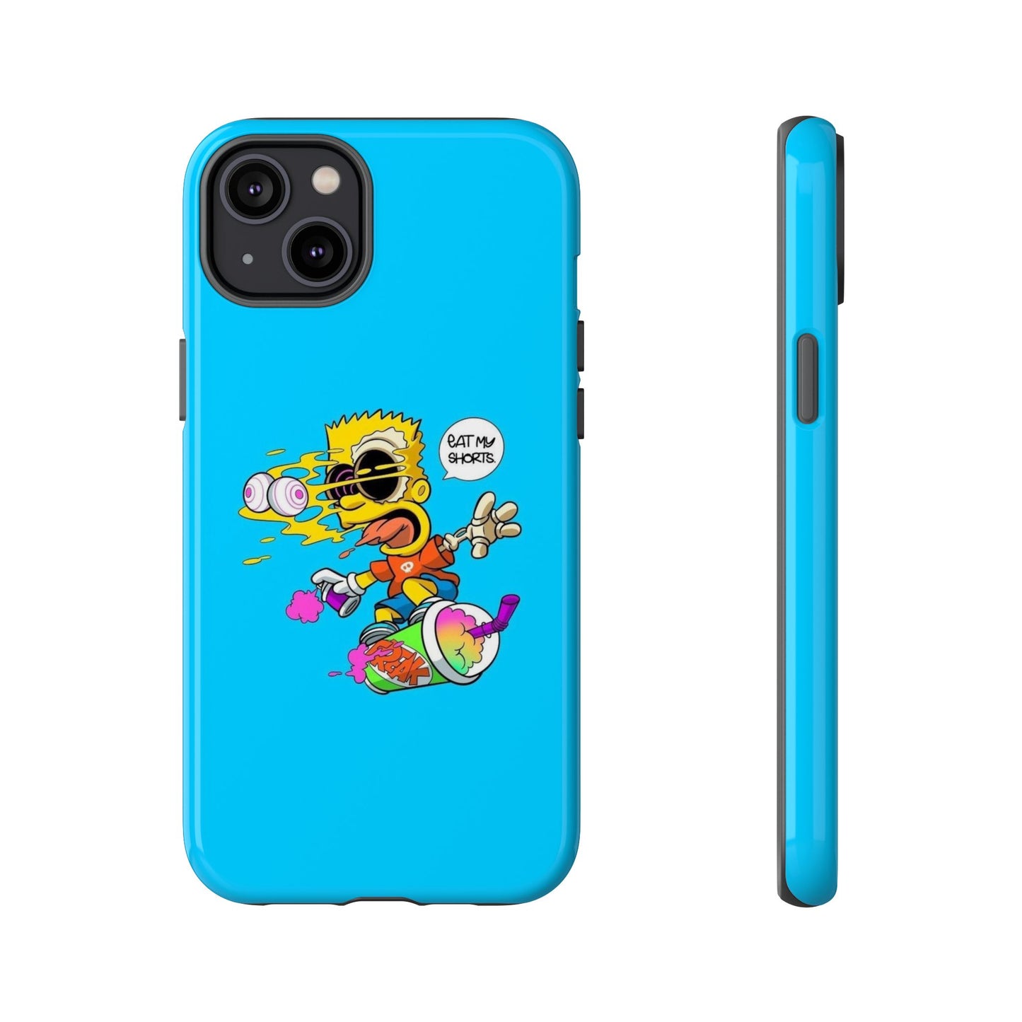 Spongebob Blue Cartoon iPhone Case - 'Eat My Shorts' Design