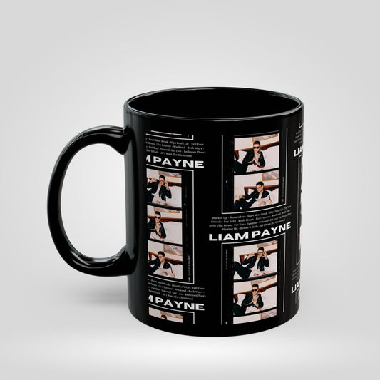 Liam Payne Black Mug - 11oz & 15oz Coffee Cup with Photo Collage Design