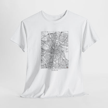 Dublin Map Unisex Heavy Cotton Tee - Urban Style T-Shirt - Roe Creation