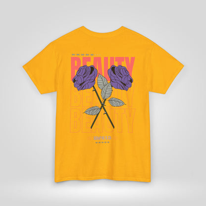 Beautiful Blooms Unisex Heavy Cotton Tee - Flower Graphics, Stylish Shirt, Gift for Her, Trendy Casual Wear, Art Lover Apparel - Roe Creation